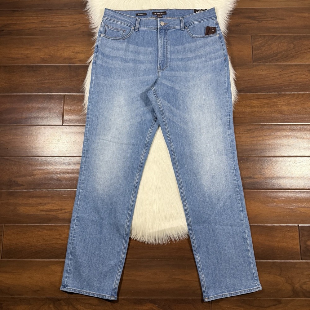 Michael Kors Men's Size 34 X 32 Finn Straight Fit Denim Jeans Brody Light Wash